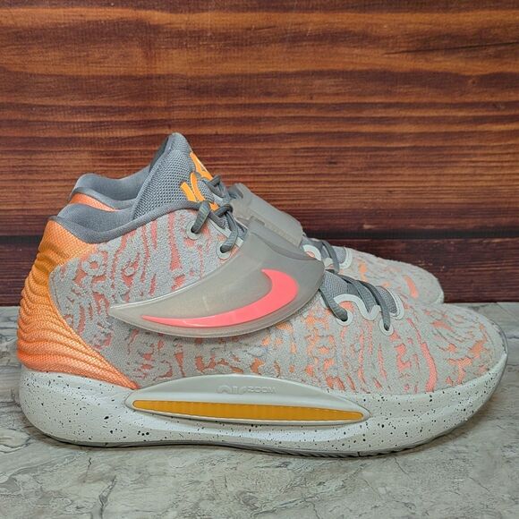 Nike KD 14 Sunset Men's 10 NY vs NY Grey Fog Mango Basketball Shoes CW3935-003 - Picture 1 of 8